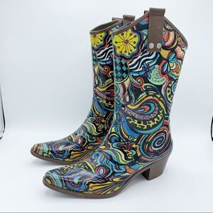 Bop by BEEHIVE Calico Print Cowboy Rainboots